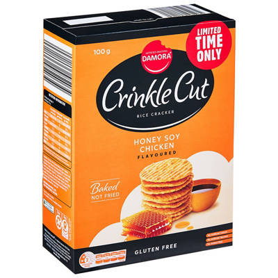DAMORA Crinkle Cut Rice Crackers Honey Soy Chicken 100g