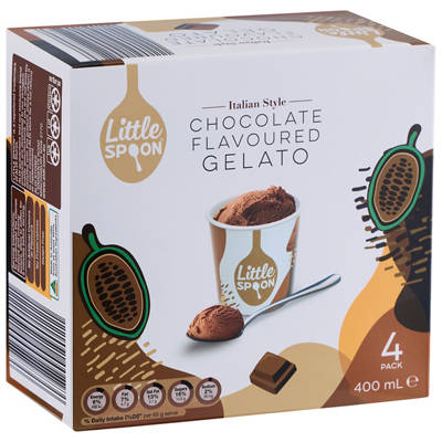 LITTLE SPOON Chocolate Flavoured Gelato 4 Pack 400ml