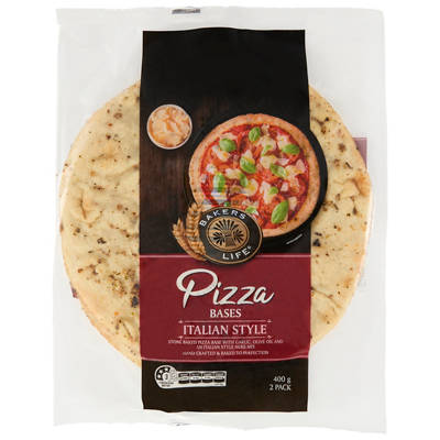 BAKERS LIFE Italian Style Pizza Base 2 Pack 400g