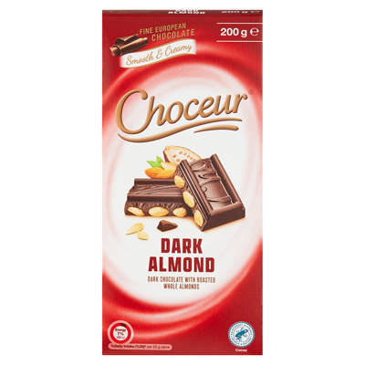CHOCEUR Dark Almond Chocolate Block 200g