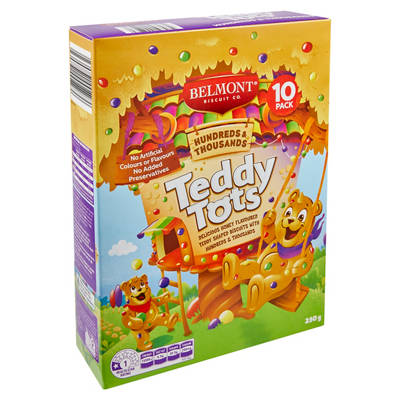 BELMONT BISCUIT CO. Hundreds & Thousands Teddy Tots Biscuits 10 Pack 250g