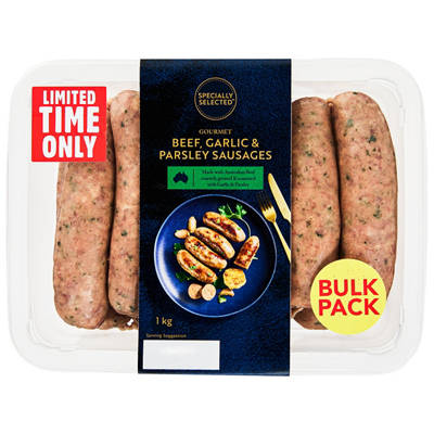 SPECIALLY SELECTED Garlic & Parsley Beef Sausages 1kg