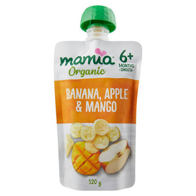MAMIA Organic Baby Food Banana Apple & Mango 6+ Months 120g