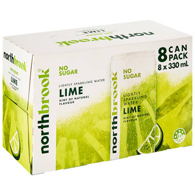 NORTHBROOK Sparkling Water with Lime 8 Pack 330ml