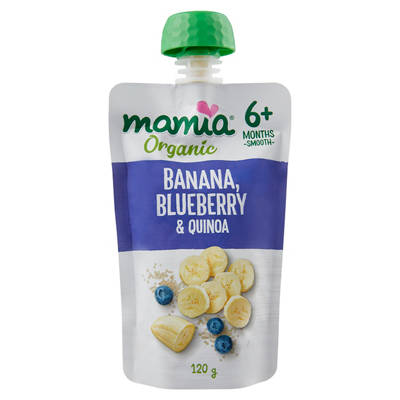 MAMIA Organic Baby Food Banana Blueberry & Quinoa 6+ Months 120g