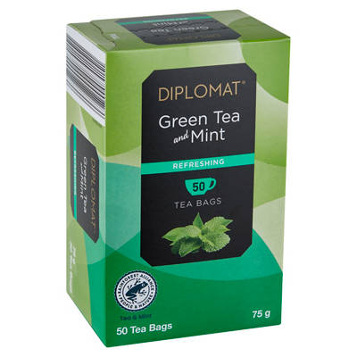 DIPLOMAT Green Tea and Mint 50 Pack 75g