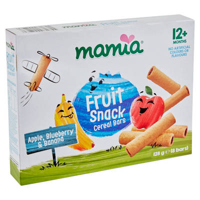 MAMIA Fruit Snack Cereal Bars Blueberry 12+ Months 8 Pack 128g