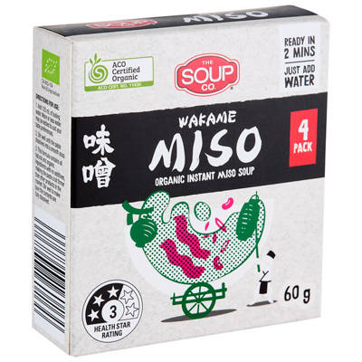 THE SOUP CO. Instant Miso Soup Wakame 4 Pack 60g