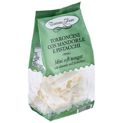 BRANDED Torroncini Con Mandorle Mini Soft Nougat Almonds and Pistachios 130g