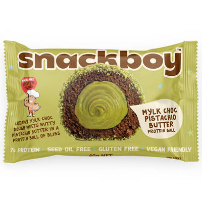 SNACKBOY Protein Ball Mylk Choc Pistachio Butter 40g