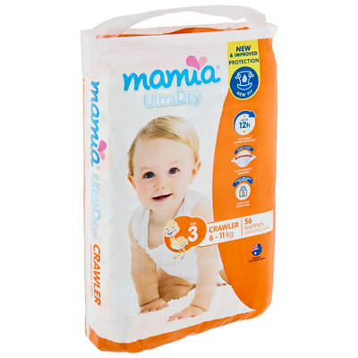 MAMIA Size 3 Nappies 6-11kg 56 Pack, 11kg — Aldi