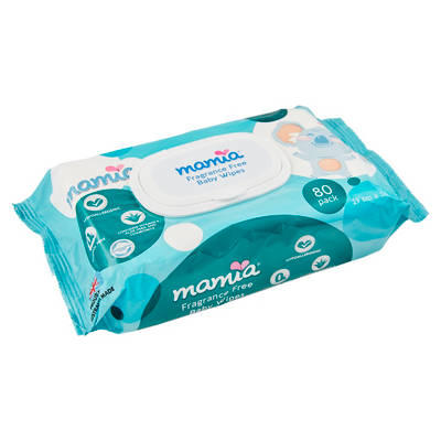 MAMIA Baby Wipes Fragrance Free 80 Pack, 80 pack — Aldi
