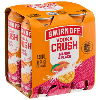 SMIRNOFF Crush Mango & Peach 4 Pack 440ml