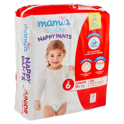 MAMIA Size 6 Nappy Pants 15+kg 24 Pack, 24 pack — Aldi