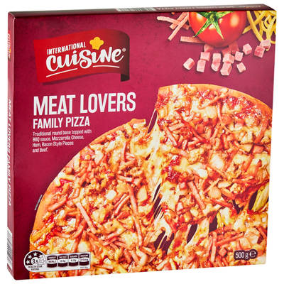 INTERNATIONAL CUISINE Meat Lovers Family Pizza 500g