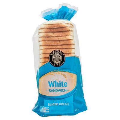 BAKERS LIFE White Sandwich Sliced Bread 650g, 650g — Aldi