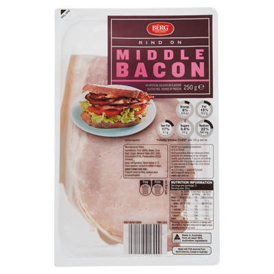 BERG Middle Bacon Rind On 250g