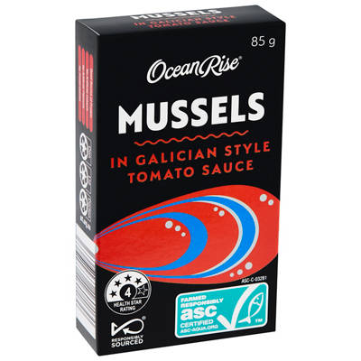 OCEAN RISE Smoked Mussels in Galician Style Tomato Sauce 85g, 85g — Aldi