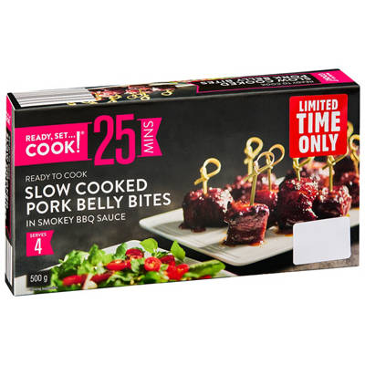 READY, SET…COOK! Slow Cooked Pork Belly Bites 500g