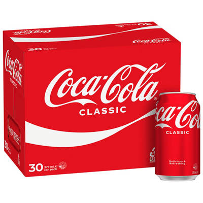 Coca-Cola Classic Soft Drink Multipack Cans 30x375mL