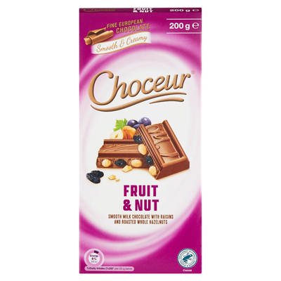 CHOCEUR Fruit & Nut Chocolate Block 200g