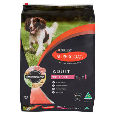 SUPERCOAT Adult Dry Dog Food With Beef 6kg