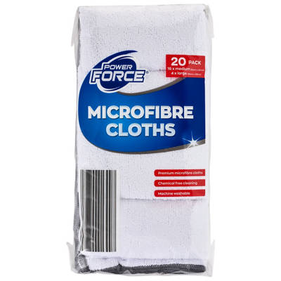 POWER FORCE Microfibre Cloths 20 Pack