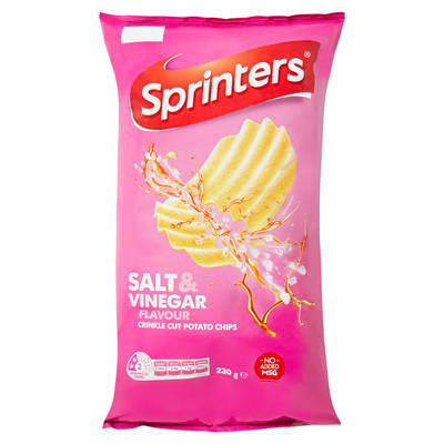SPRINTERS Crinkle Cut Potato Chips Salt & Vinegar 230g