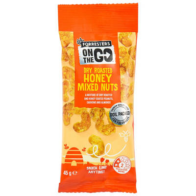 On The Go Dry Roasted Honey Mixed Nuts 45g