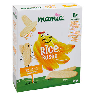 MAMIA Banana Baby Rice Rusk 8+ Months 36g