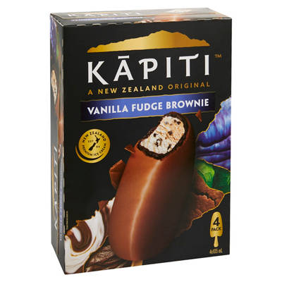 KAPITI Vanilla Fudge Brownie Ice Cream 4 Pack 420ml