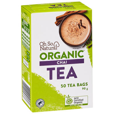OH SO NATURAL ORGANIC Organic Chai Tea Bags 50 Pack 90g, 90g — Aldi