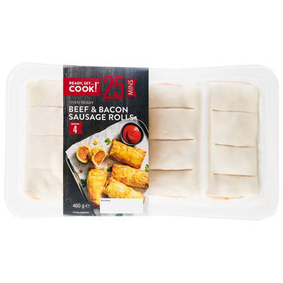 READY, SET…COOK! Beef, Bacon Sausage Rolls 460g