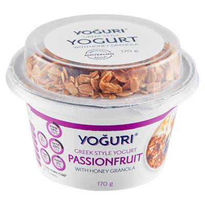 YOGURI Passionfruit Greek Style Yogurt with Honey Granola 170g
