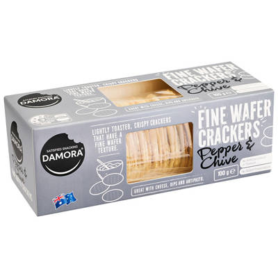 DAMORA Fine Wafer Crackers Pepper & Chive 100g