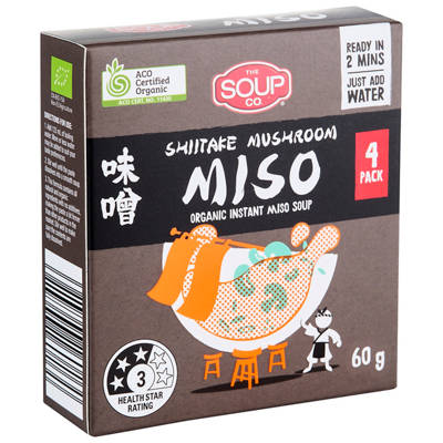 THE SOUP CO. Instant Miso Soup Shitake Mushroom 4 Pack 60g
