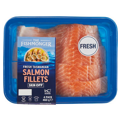 THE FISHMONGER Fresh Tasmanian Salmon Fillets Skin Off 4 Pack 460g