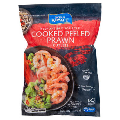 OCEAN ROYALE Cooked Peeled Prawn Cutlets 500g
