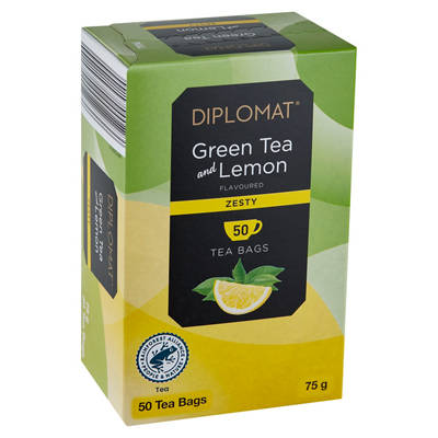 DIPLOMAT Green Tea and Lemon 50 Pack 75g