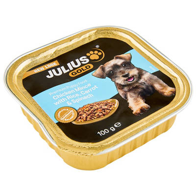 JULIUS GOLD Chicken Mince with Rice, Carrot & Spinach Premium Puppy Food 100g, 100g — Aldi
