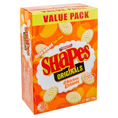 ARNOTT'S Shapes Chicken Crimpy Cracker Biscuits 250g