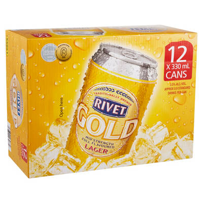 RIVET GOLD Midstrength Beer 12x330ml