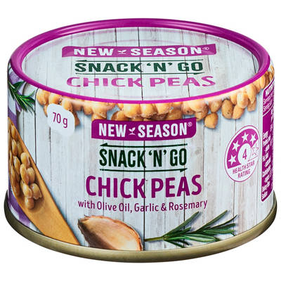 Snack'N'Go Chick Peas with Olive Oil, Garlic & Rosemary 70g