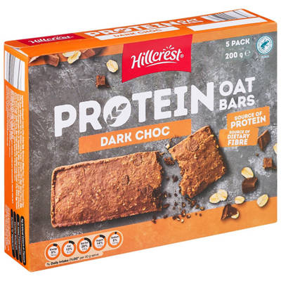 HILLCREST Protein Oat Bars Dark Choc 5 Pack 200g