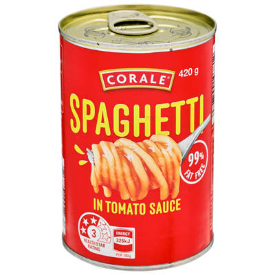 CORALE Spaghetti in Tomato Sauce 420g, 420g — Aldi