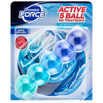 POWER FORCE Assorted Active 5 Ball Gel Toilet Blocks 35g