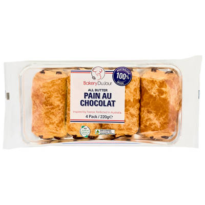 BAKERY DU JOUR Pain Au Chocolat 4 Pack 220g