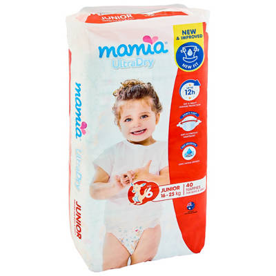 MAMIA Size 6 Nappies 16-25kg 40 Pack, 25kg — Aldi