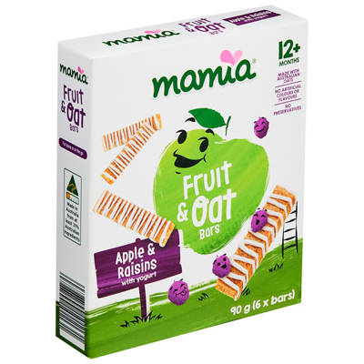 MAMIA Apple & Raisin with Yogurt Fruit & Oat Bars 12+ Months 6 Pack 90g