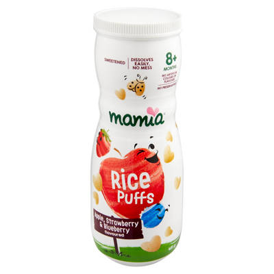 MAMIA Apple, Strawberry & Blueberry Baby Rice Puffs 8+ months 45g